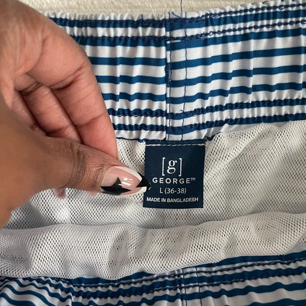 George Blue Ombre Stripe Swim Trunks